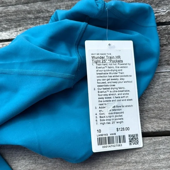 Lululemon Wunder Train High-Rise Tight Pockets 25 Hawaiian Blue size 10 NWT